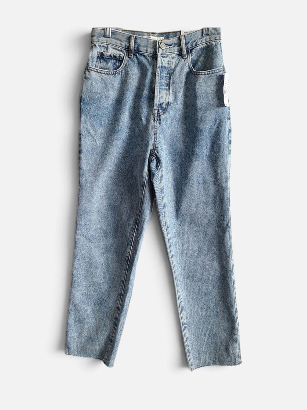 Pacsun NWT Tyler Wash High Rise Straight Jeans‎ Button Fly Grunge Raw Hem
